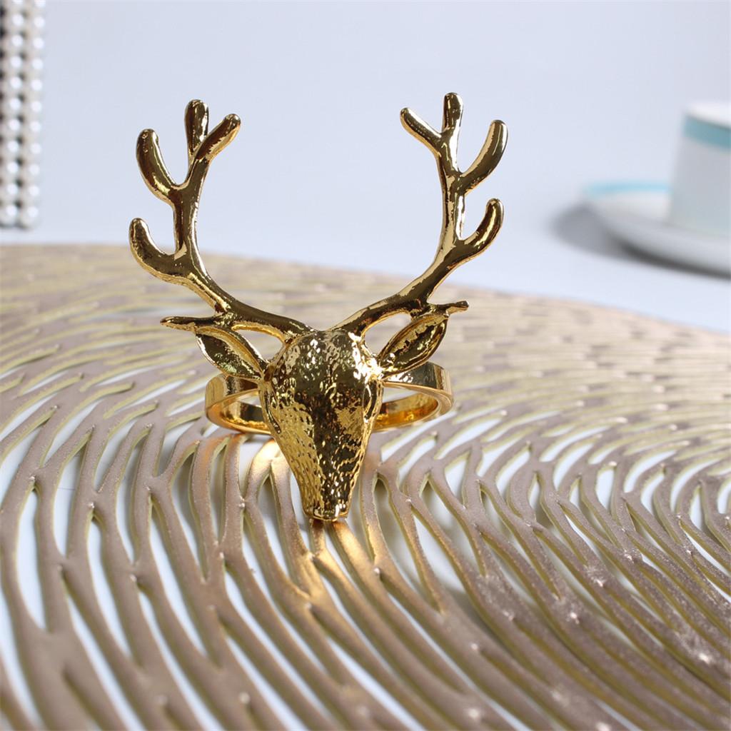 6 Pieces Hollow Out Deer for Head Napkin Rings Christmas Decoration Table Settin