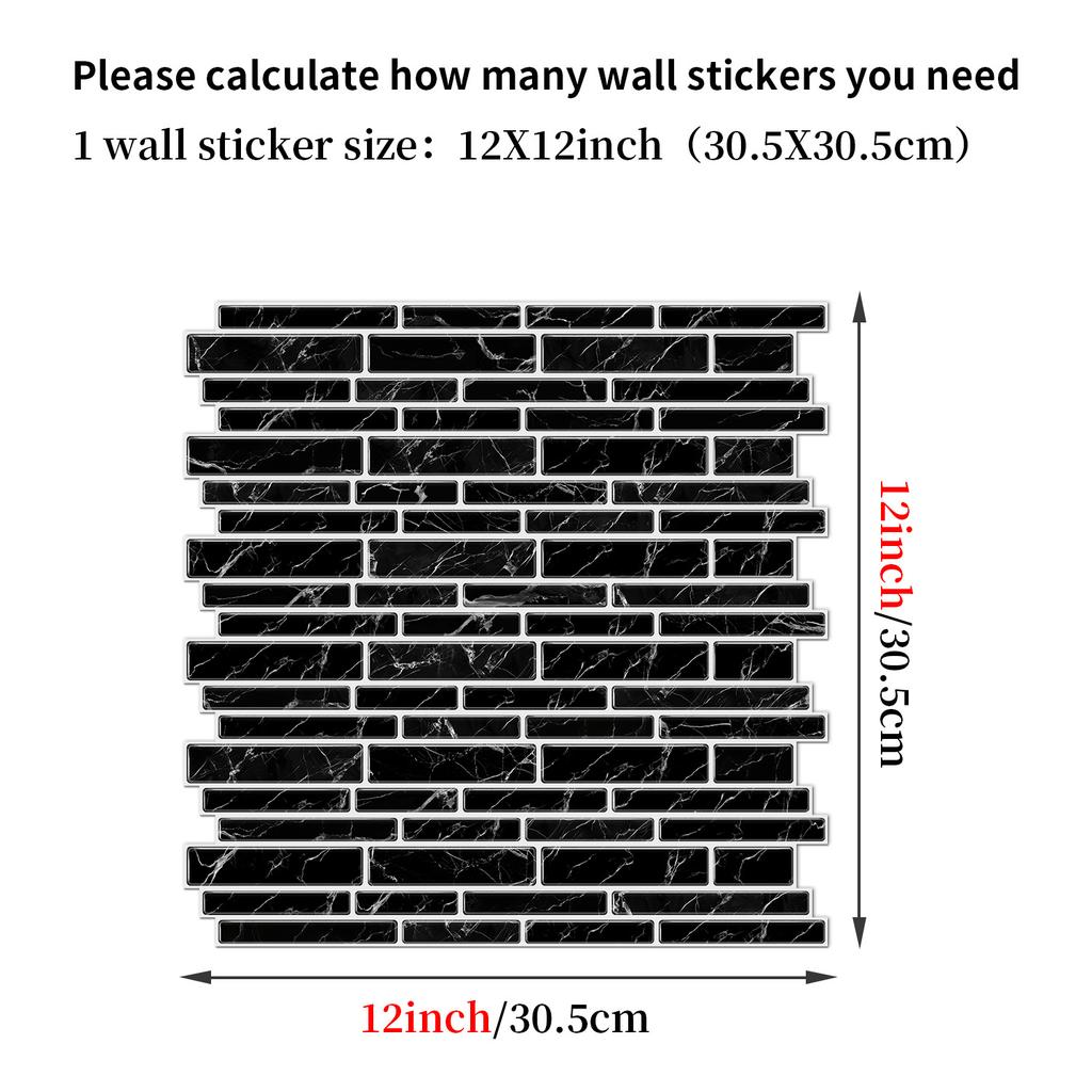 Marble Mosaic Tile Sticker, Kitchen Bathroom Pvc Waterproof Self-Adhesive Wall Sticker Imitation Epoxy Home Wallpaper