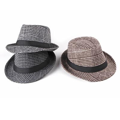 Podzim Zima Vlna Pánský Topper Britský kostkovaný klobouk Gentleman's Hat Jazz Topper Hat Ženy Klobouk Fedoras