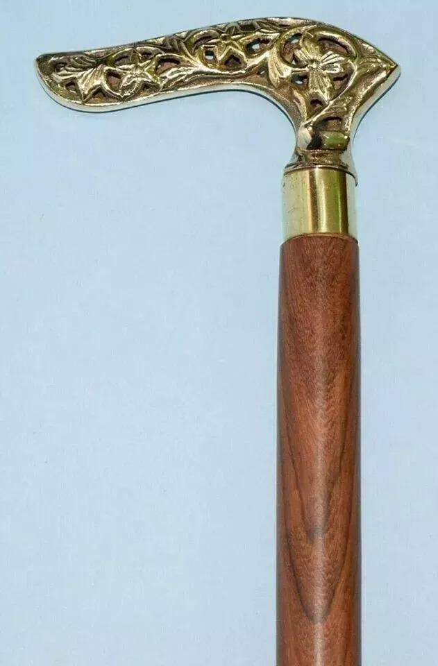 

Victorian Design Head Handle Wooden Walking Stick Cane Stylish Gift Handma золотой