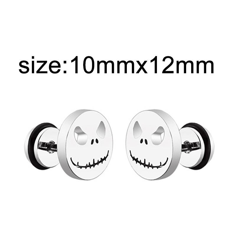 1 Pair Gothic Black Steel-Color Funny Screw Back Stud Earrings For Men/Women Round Ball Spike Cone Tip Stainless Steel Jewelry