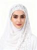 Ethnic Style Pearl Embellished Faux Rhinestone Warm Scarf Head Covering Fashionable Lightweight Shawl Wrap for Women