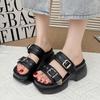 Fashion 8CM Summer High Platform Women Sandals Wedge Heels Slippers Fashion New Beach Outside Chunky Sandals Comfort Casual Slides Woman