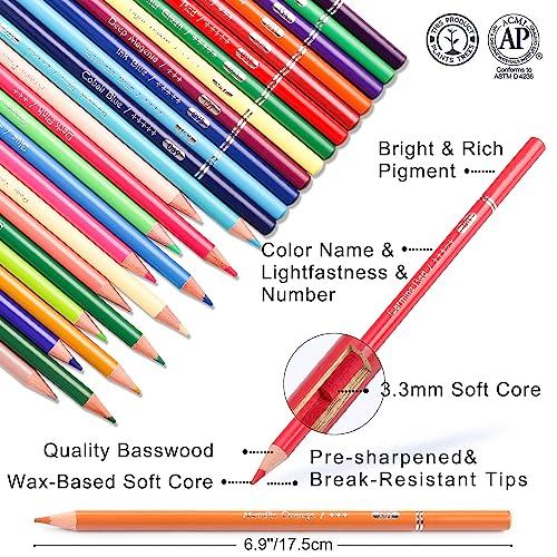 HIFORNY 130 Colored Pencil Set for Adult Coloring Books – 120 Colors with 3 Color Sketchbooks, 0.5mm Mechanical Pencils, and Colorless Blending