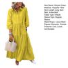 Women's 45720 Sleeve Maxi Dress Button Up Lapel Swing Dress with Pockets A-line Ruffles