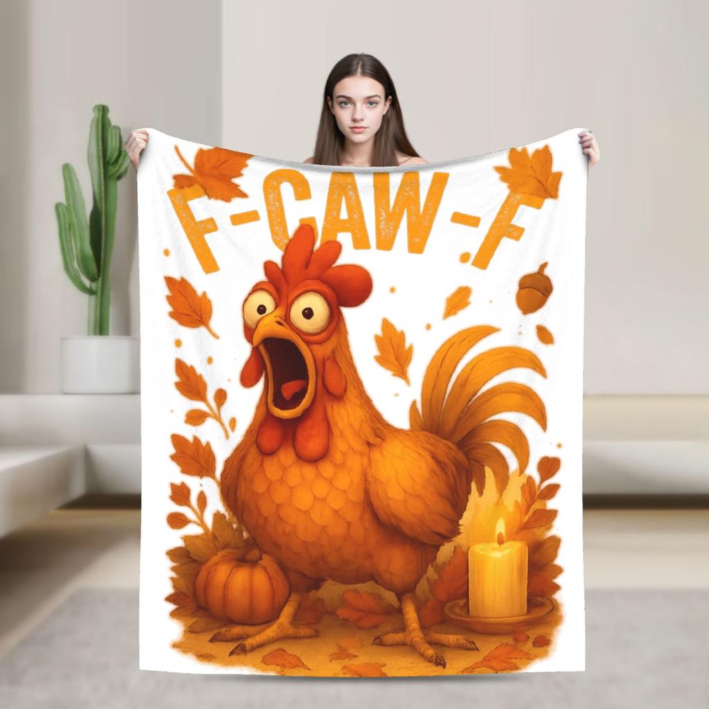 Warm Soft Blanket Girls Boys Picnic F-Caw-F Chicken Cartoon Bedding Throws Flannel Bedspread For Living Room Sofa Bed Cover