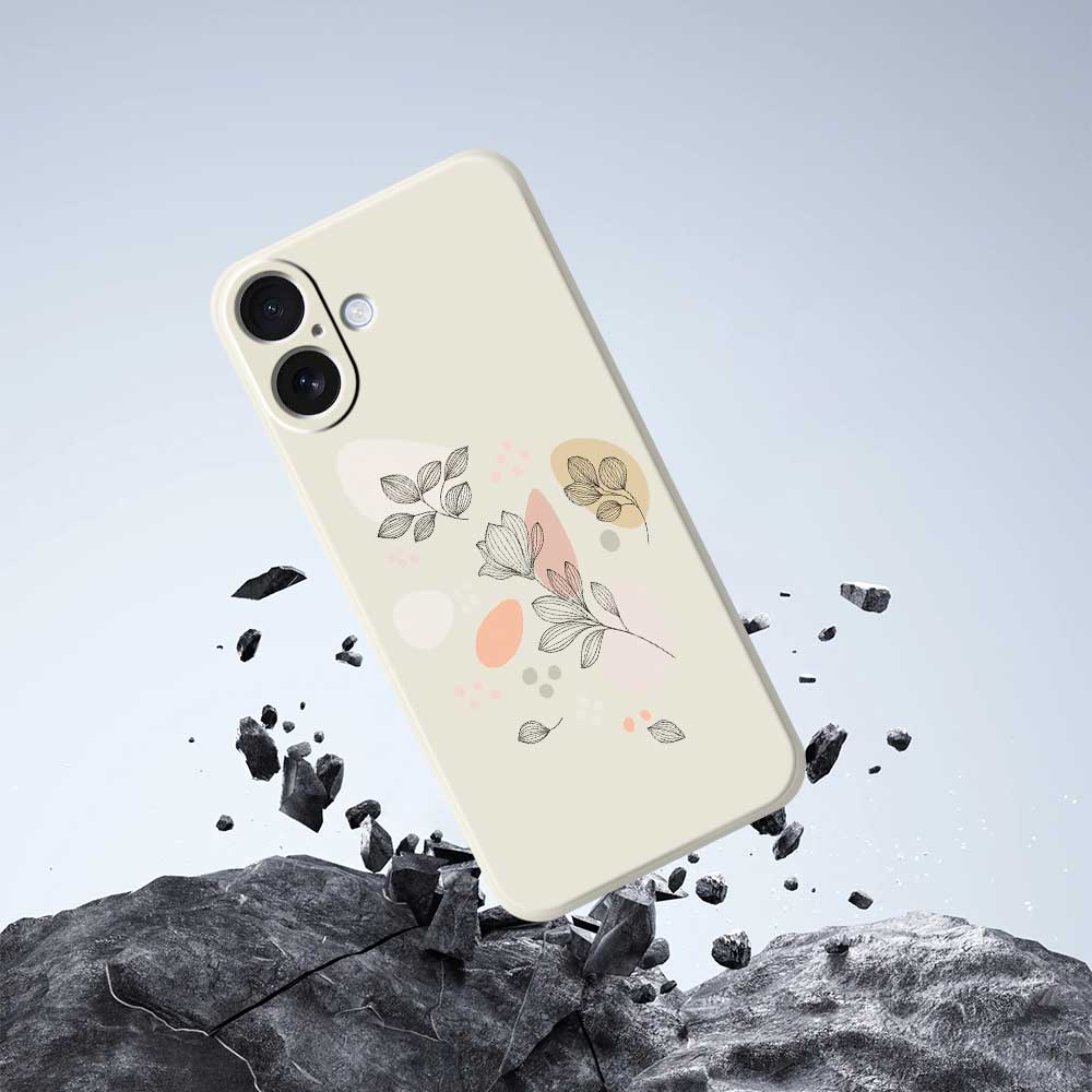 For iPhone 17 Case Sketch Leaves Pattern Printing Straight Edge TPU Phone Back Cover