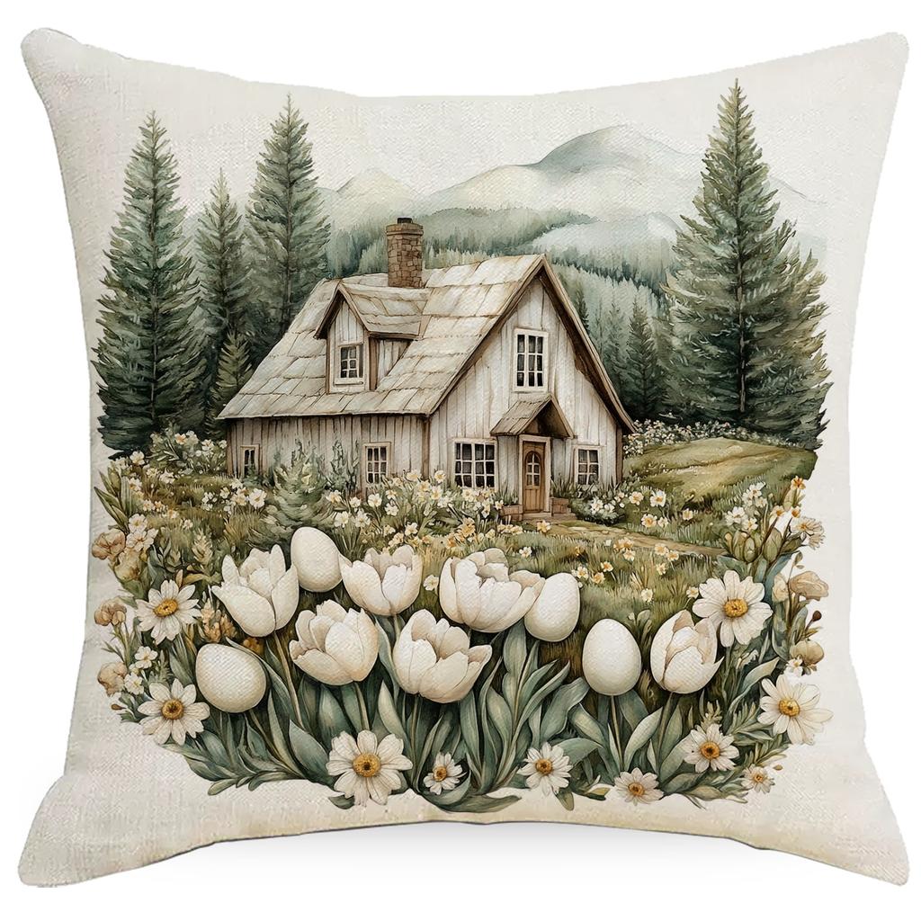 Retro Farmhouse Pillowcase Floral Animal Home Sofa Cushion Pillowcase