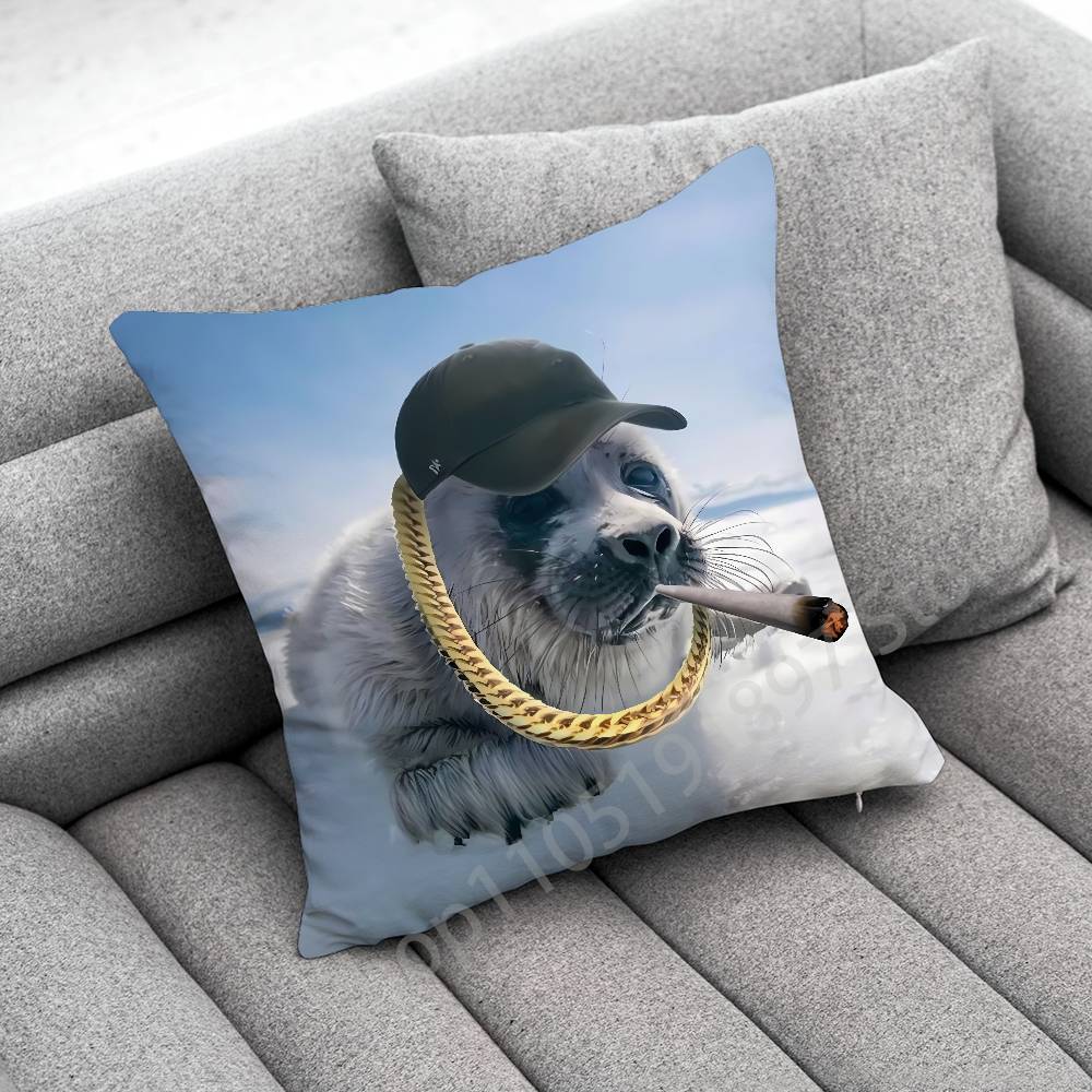 Seal Sea Cute Funny Throw Pillow Case For 50x50cm 40x40cm 55x55cm 45x45cm 30x30cm Square Bedroom Pillowcase Cover