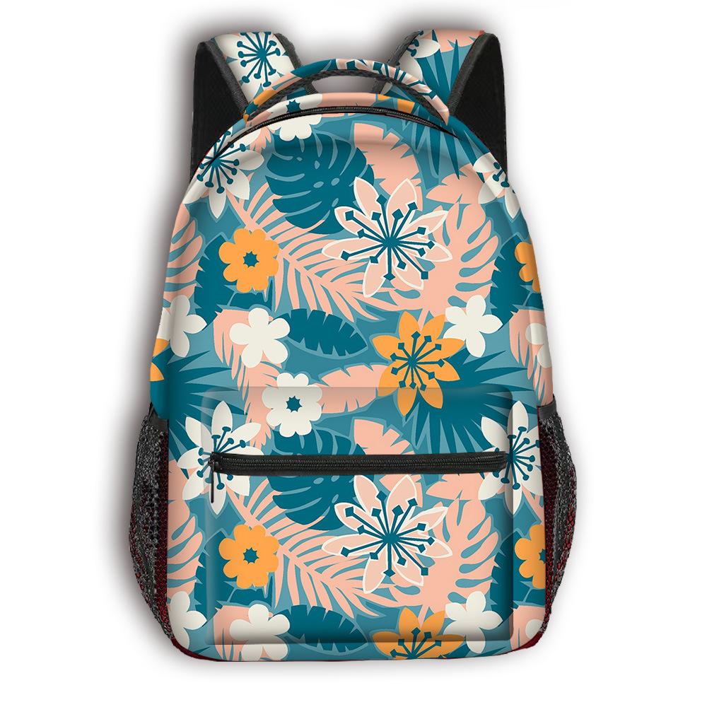 Cartoon Kpop Youthful School Bags Unisex Flowers Leaves Travel Bags 3D Print Oxford Waterproof Notebook Shoulder Backpacks