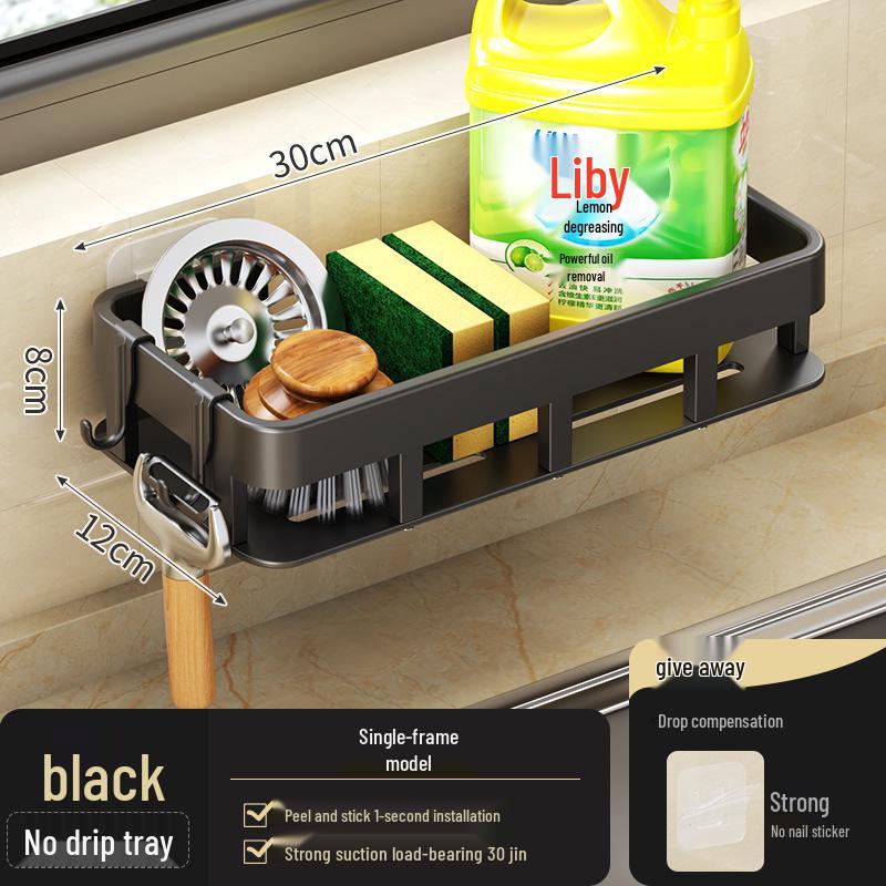 Multi-functional Kitchen Storage and Draining Rack with Sponge Holder and Chopstick Organizer