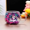 Double Insulated Double Wall Mug Coffee Tea Cup Clear Glass Cup Dried Flower Glass Cup  Household