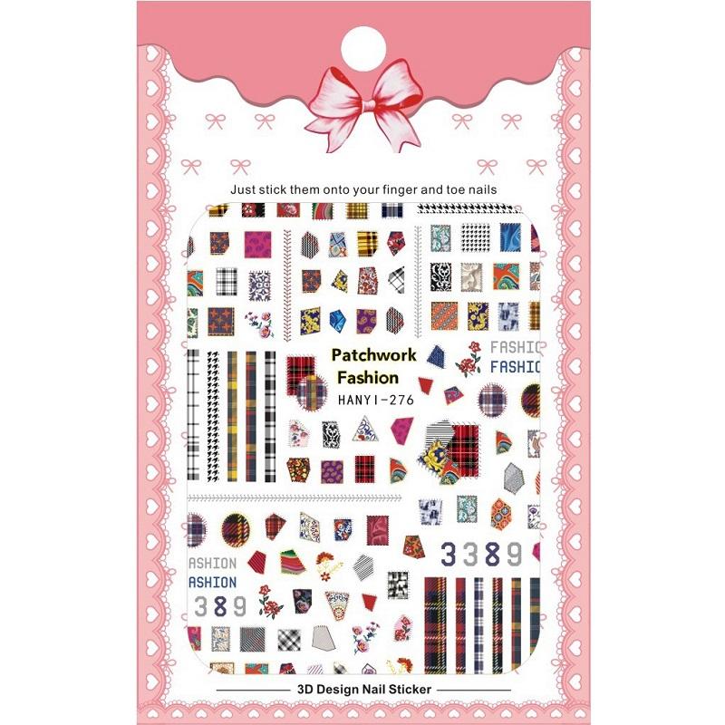 1 Sheet Adhesive 3D Nail Stickers Decals Press On Tips Manicure Decoration Geometry Letter Design