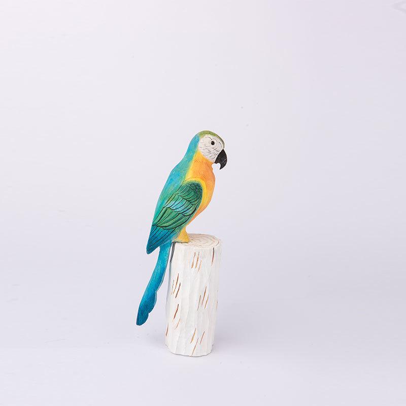 Wooden Parrot Figurine Animal Decor Gift For Office And Kids