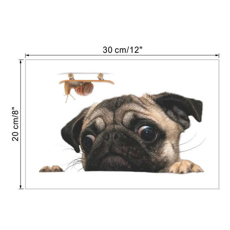 

Funny Car Sticker 3D Pug Dogs Watch Snail Cars Window Decal Cute Pet Puppy Laptop Sticker Auto Stickers