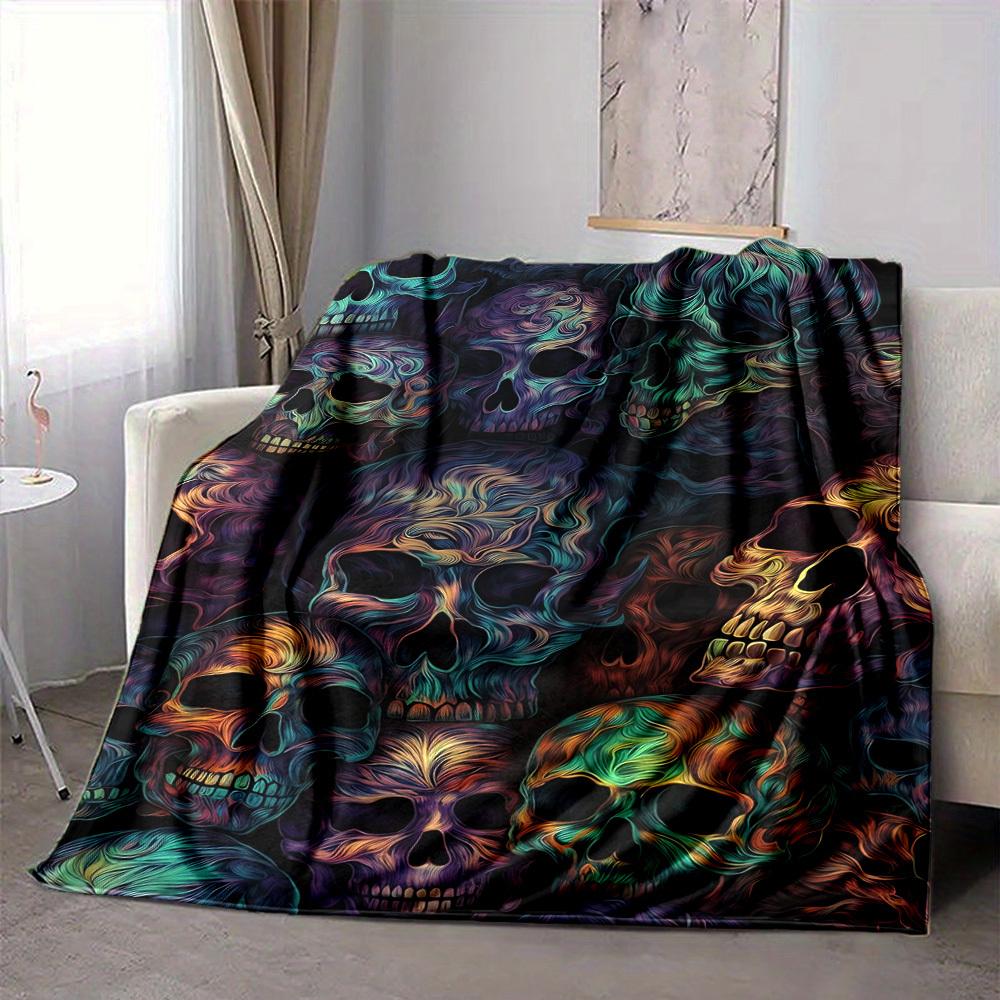 

1pc Skull Festival Blanket, Lightweight Flannel Throw Blanket for Sofa, Bed, Travel, Camping, Living Room, Office, Couch, Chair, and Bed 80cmx120cm