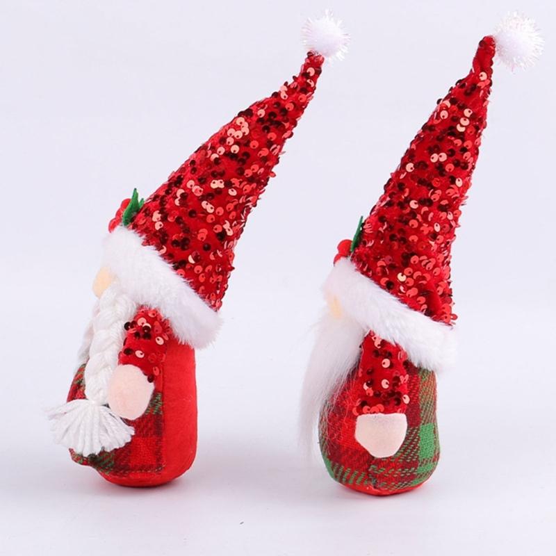 Christmas Sequins Pointed Hat Gnomes Decoration with Sand Filled Base Sparkling Sequins Hat Gnomes Tabletop Ornament