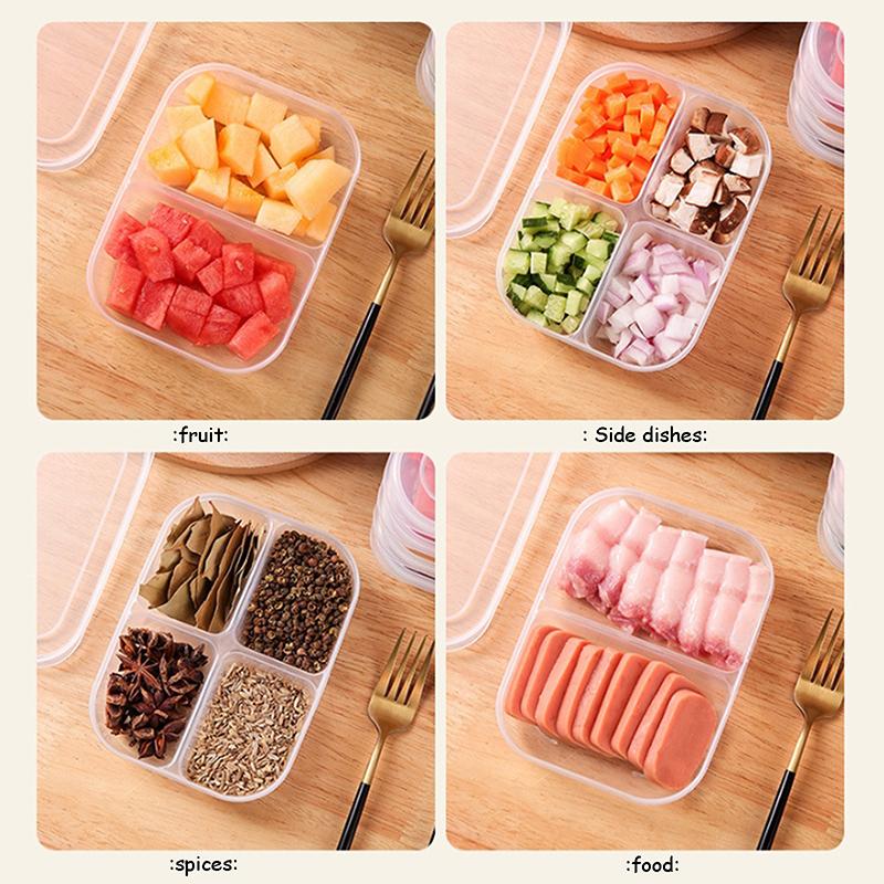 2/4/6 Grids Kitchen Food Storage Container Box Portable Refrigerator Vegetable Sealed Preservation Box Refrigerator Food Grade