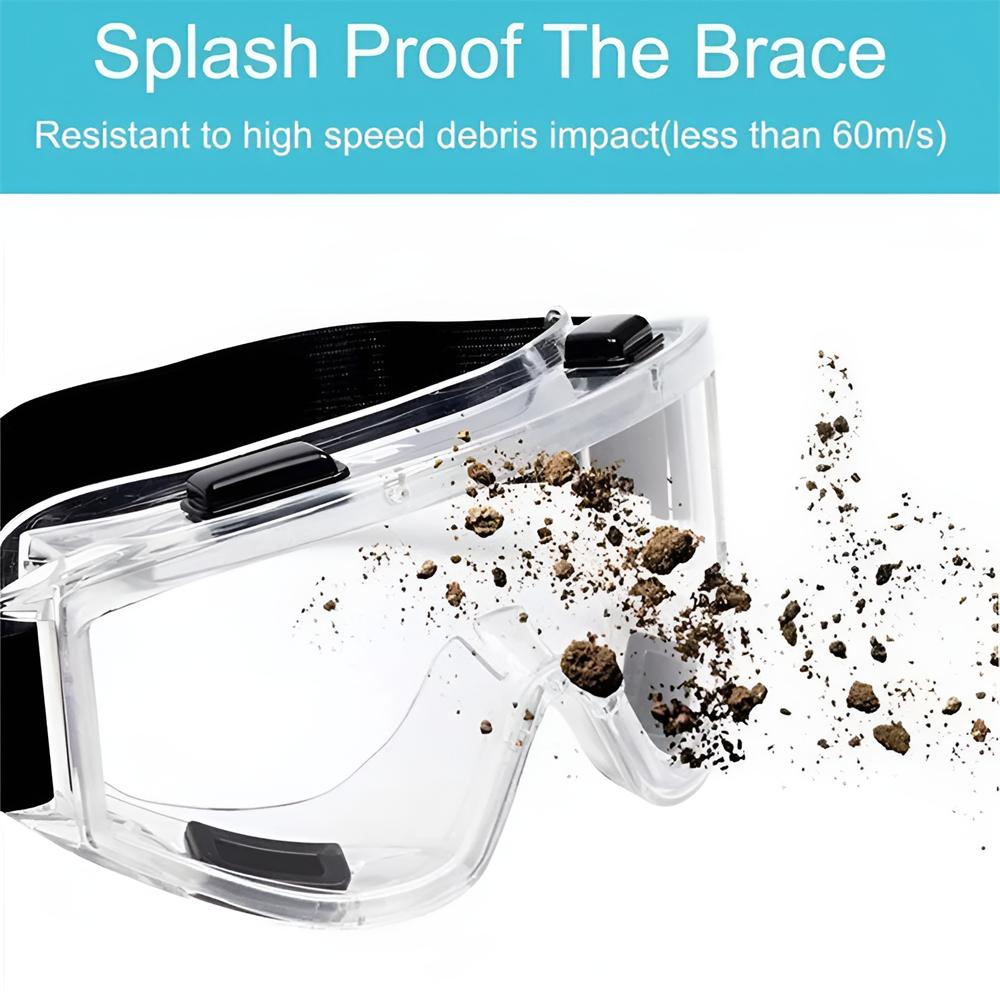Transparent Safety Goggles Anti-fog Goggles Unisex Goggles Scratch-proof Splash-proof with Adjustable Temple Suitable for Safet