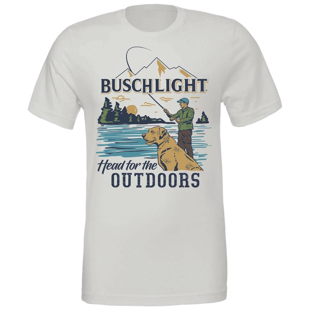 Busch Light Wildlife Fishing Outdoors T-Shirt Unisex Print White Cotton Short Sleeve Fashion Casual Loose Tee