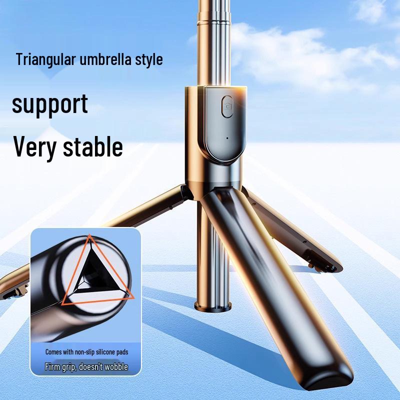 Bluetooth Selfie Stick with Detachable Beauty Light and Umbrella-Style Floor Tripod