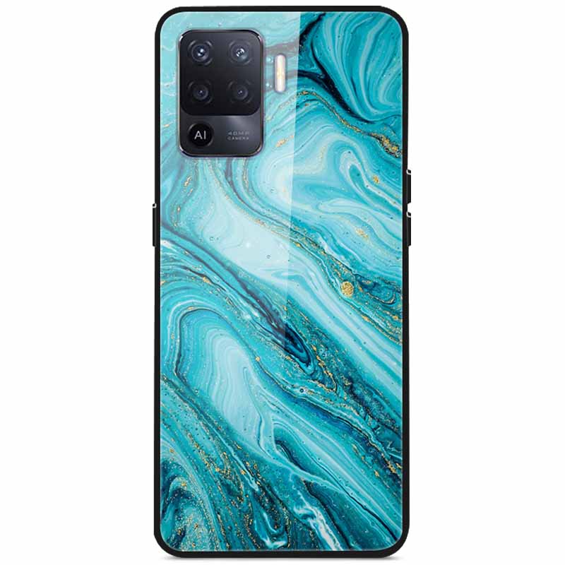 Tempered Glass Case For Oppo Reno5 Lite Hard Back Cover for Oppo Reno 5 Lite Luxury Painted Reno5Lite Funda 6.43'' Shockproof