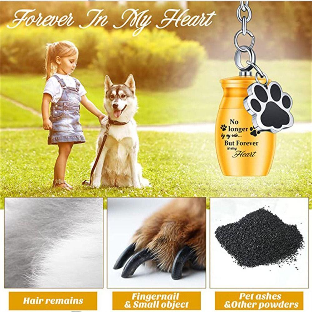 Dog Cat Ashes Pet Urns Keychain Paw Print Pet Urns Keyring Dog Ashes Keepsake Cremation Jewelry