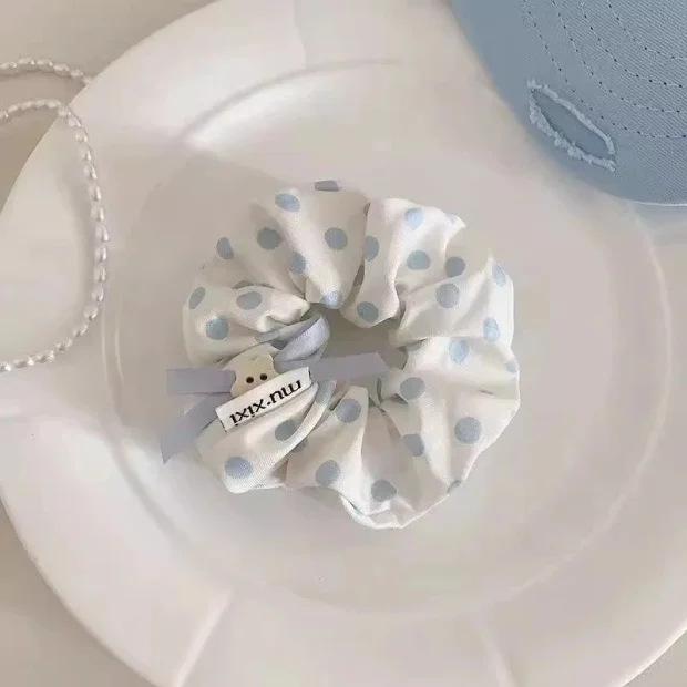 Haargummi im koreanischen Stil mit blauen Punkten - Exklusiv für Damen, High-End Lazy Style