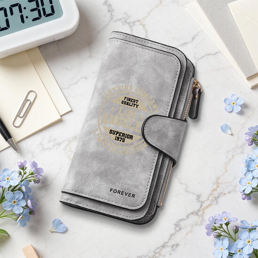 Vintage Los Angeles Long Wallet for Men Fashion Portable Card Holder Soft Casual Daily Purse