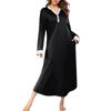 Women's Nightgown Long Housecoat V Neck Pajama Dress With Pockets