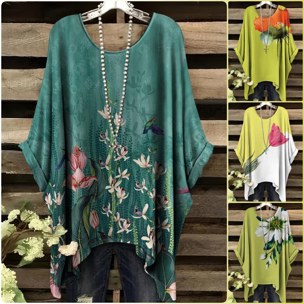 Camiseta con Estampado Floral Elegante Cuello en V Manga Corta Cuello Redondo Ajuste Cómodo Casual Perfecta para Ropa Informal Top para Todas las Estaciones Verano