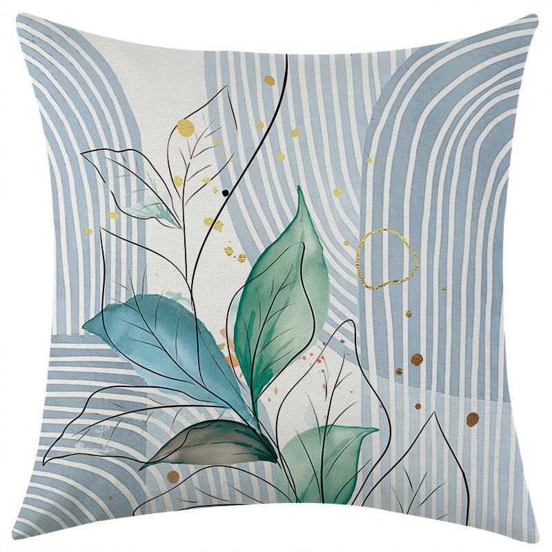 

New Geometric Striped Floral Linen Pillowcase, Car Sofa Lumbar Pillow Cushion 45 * 45 separate pillow cover