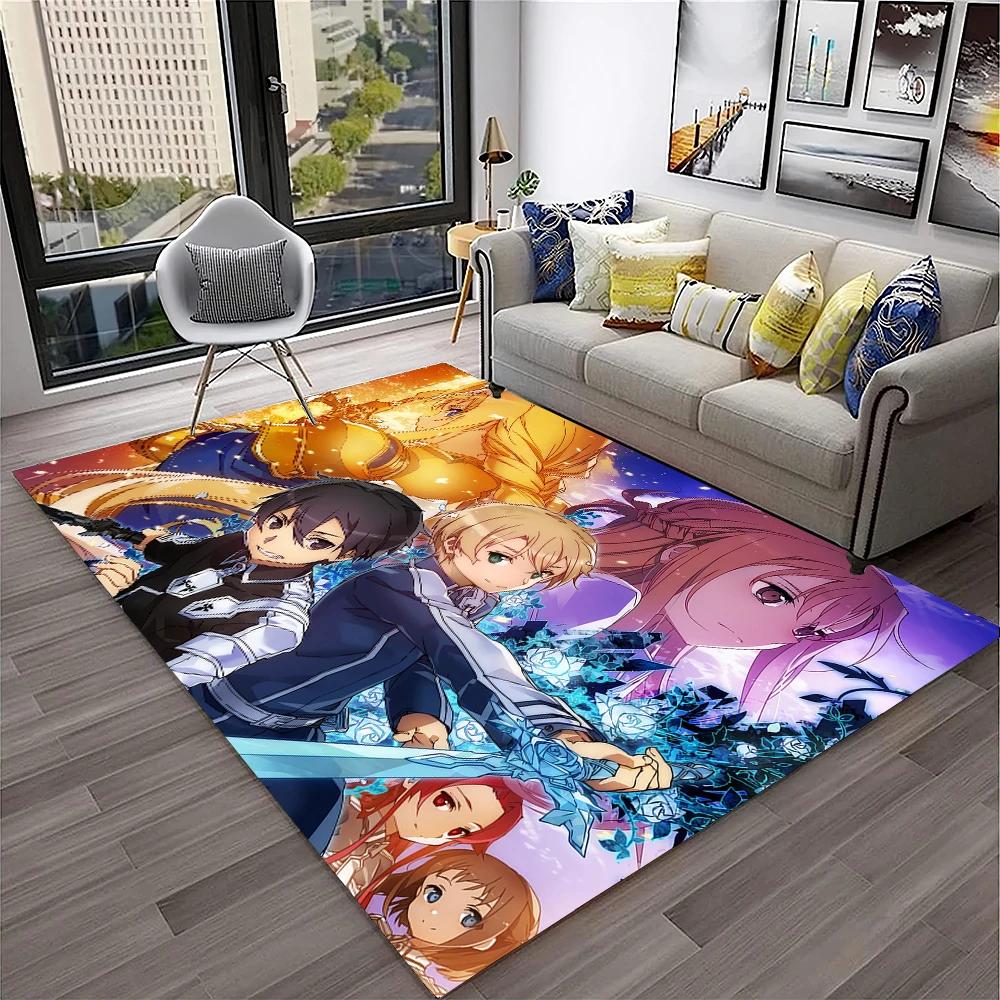 Sword Art Online SAO Novel Cartoon Carpet Rug for Home Living Room Bedroom Sofa Doormat Decor,kids Area Rug Non-slip Floor Mat