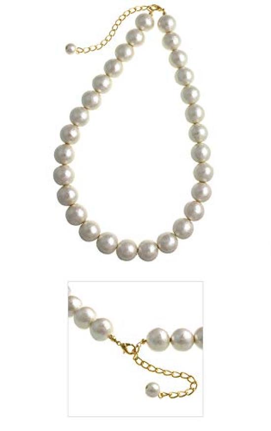[VINGTAINE] Cotton Pearl Necklace 14mm Short Necklace Simple C3158