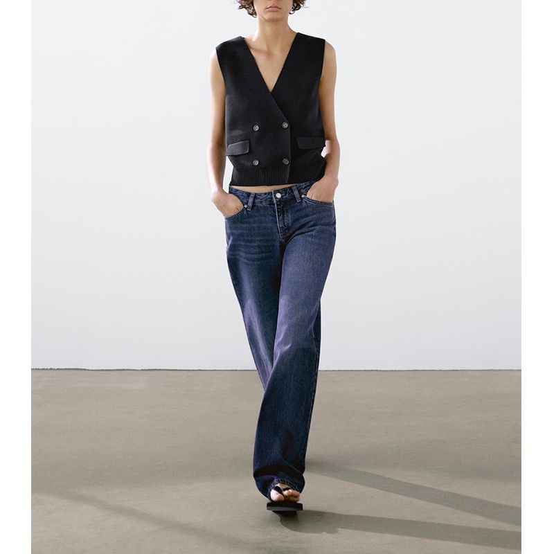 MD Summer Women's Clothing Gas Field Capable Young Ol Commute Style Double Breasted Light V-neck Knitted Vest 5723678