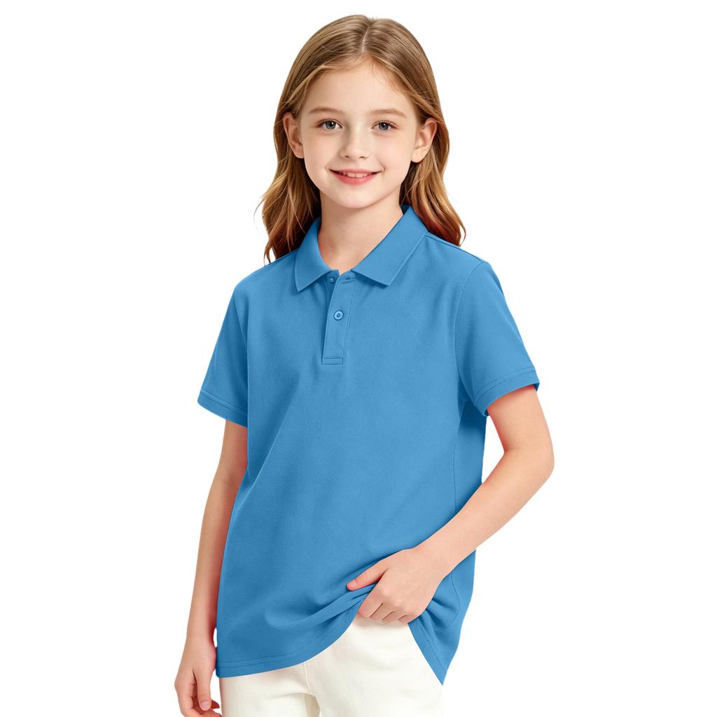 Girls' Short Sleeve School Uniform T-Shirt Casual Dress Top for Everyday Wear
