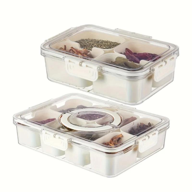 Küchen Kunststoff Gewürz Aufbewahrungsbox mit Deckel und Griff Gewürz Aufbewahrungsbehälter 4/8 Multifunktionale Aufbewahrungsbox