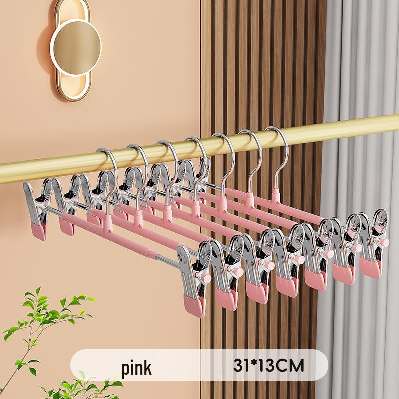 Stainless Steel Non-Slip Clip Hanger for Pants and Skirts - Traceless Plastic Dipped Storage Solution