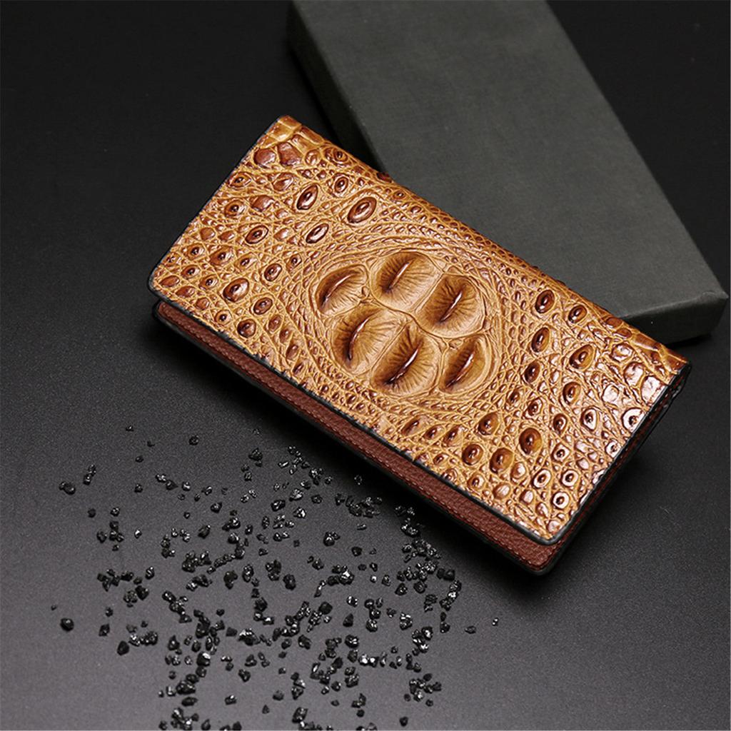 Men's Wallets Business Long Crocodile PU Leather Fashion Thin Wallet Without Zipper 4 Color Card Holder Long Purse Wallets