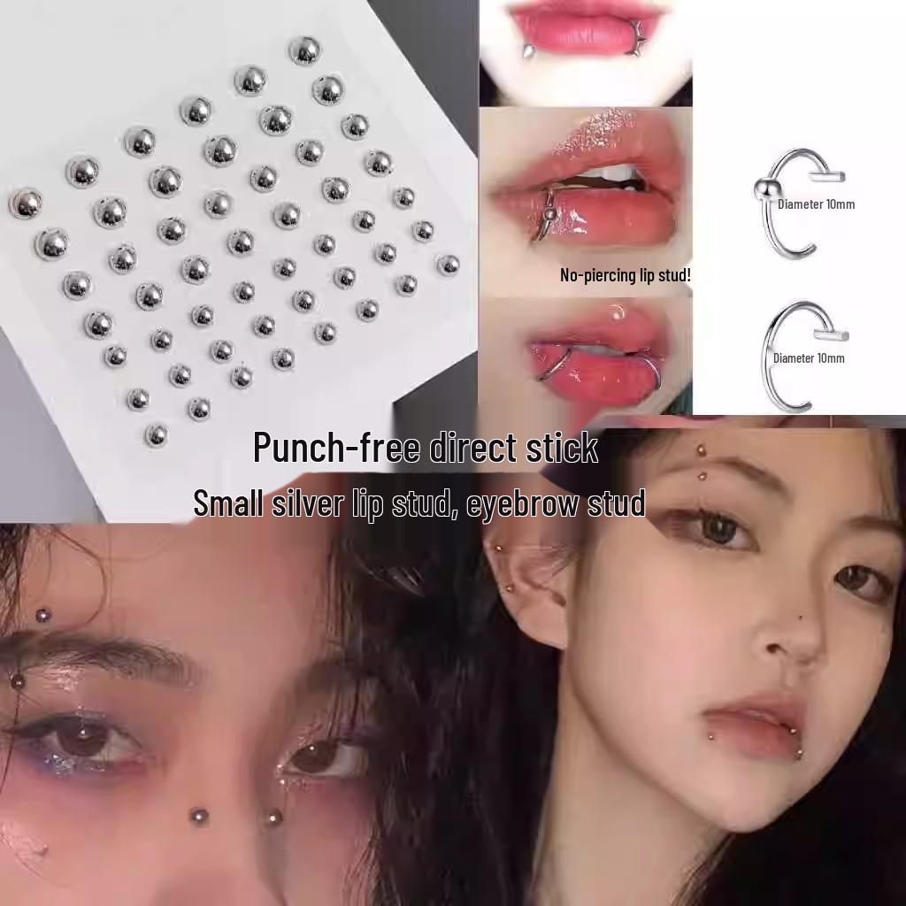Titanium Steel Lip Stud Sticker: Trendy Fake Piercing Ring for Men & Women - Cool Disco Jewelry Accessory