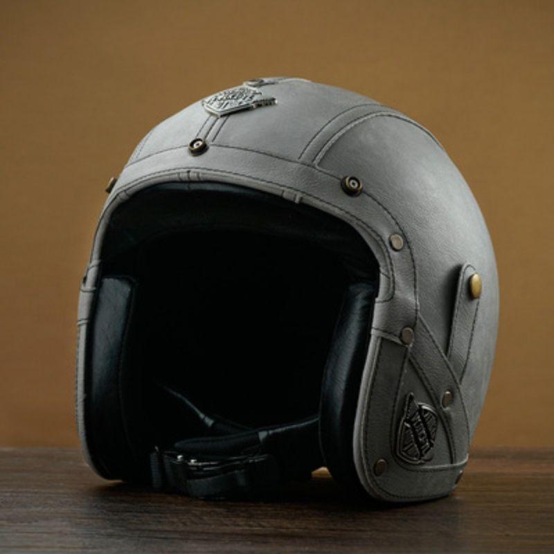 Harley Motorcycle Helmet Retro Prince Motorcycle Half Helmet Leather Helmet Men and Women Scooter Electric Car Horn Hat Four Seasons