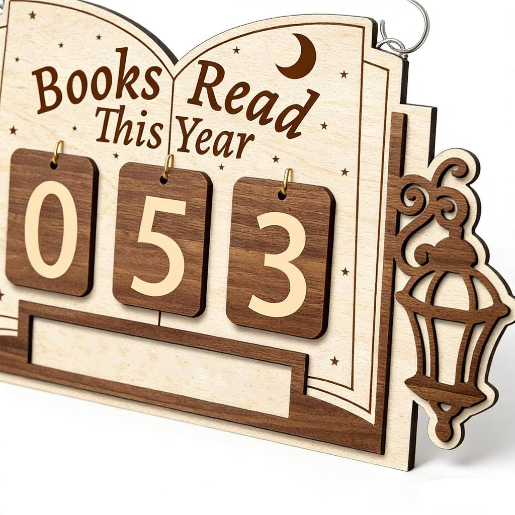 Book Read Tracker Wooden Annual Read Tracker Display Tracks Books Text Sturdy Book Shelf Decoration Gift For Book Lovers Readers