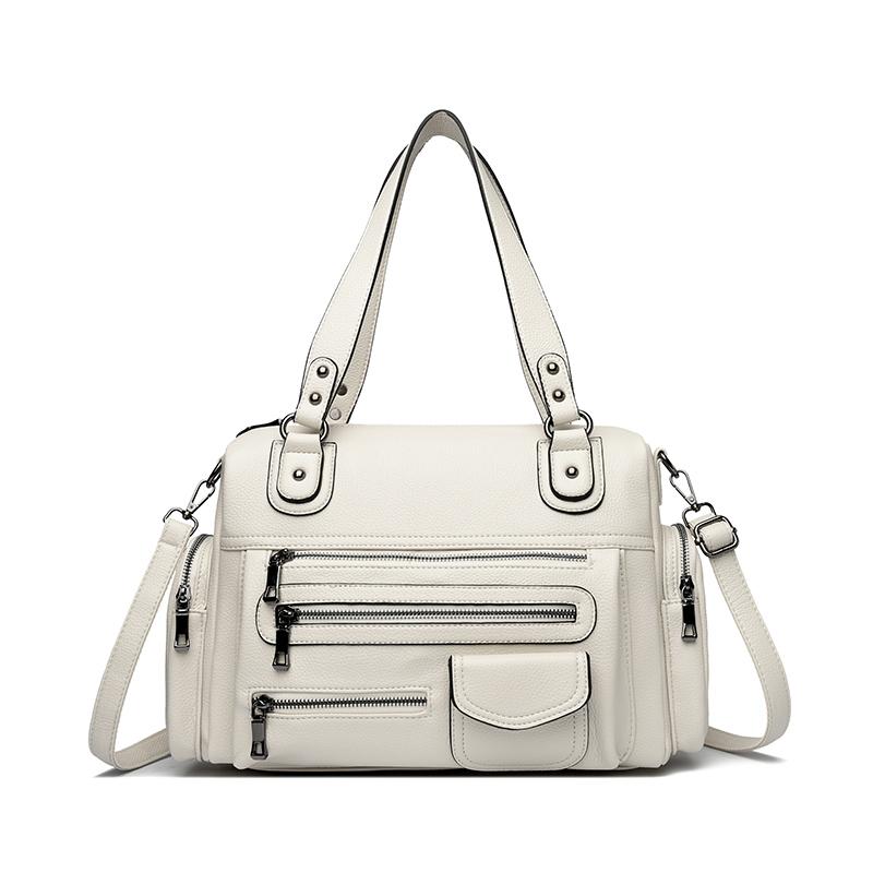 Ladies' Fashion Handbags Vintage Soft Leather multi pocket shoulder Commute bags Designer Commute Large Capacity Ladies Tote Sac