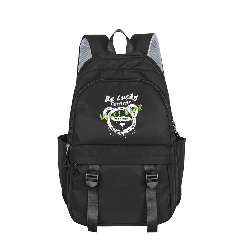 

Schoolbag Print Bear Backpack For College Big Capacity Oxford Bag Gift Durable чорний