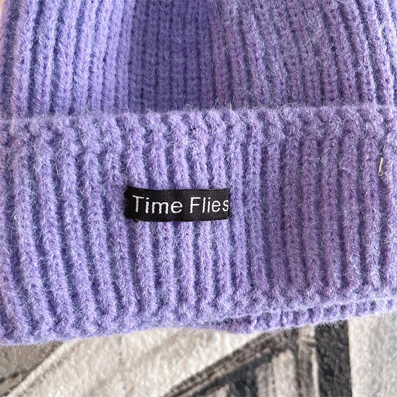 Couple Autumn and Winter Warm Knitted Hat Street Style Patch Wool Hat Women Korean Style Ins Versatile Autumn Ear Protection Hat