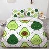 Cartoon Avocado King Queen Duvet Cover Fruit Funny Expression Bedding Set for Kids Teens Adult Green Quilt Cover with Pillowcase