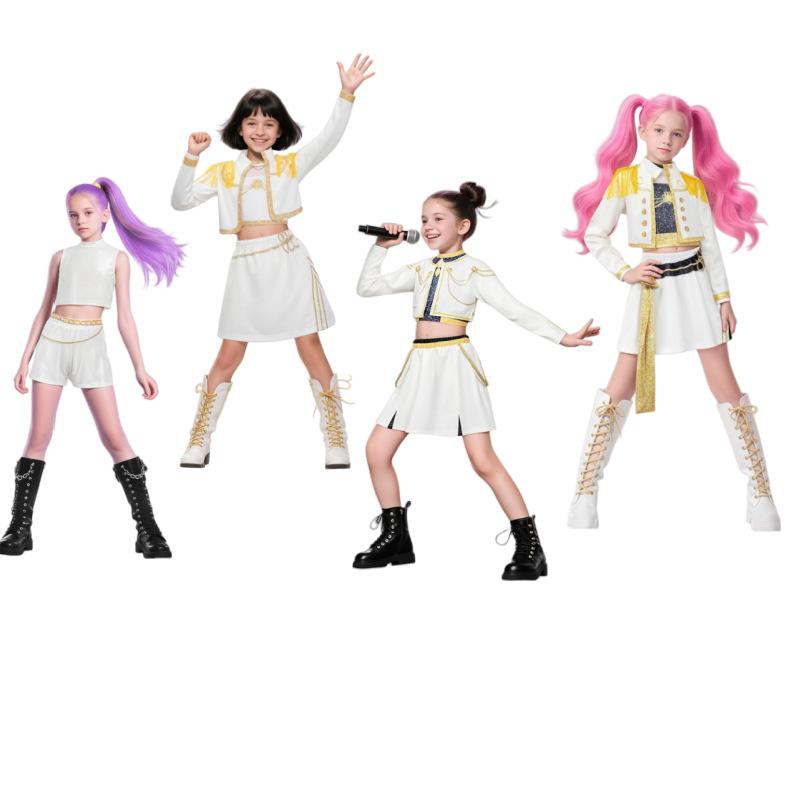 Anime Kpop Demon Kids Hunter Cosplay Rumi Zoey Mira Cosplay Full Suit Girls Style Kids Stage Performance Clothes Halloween