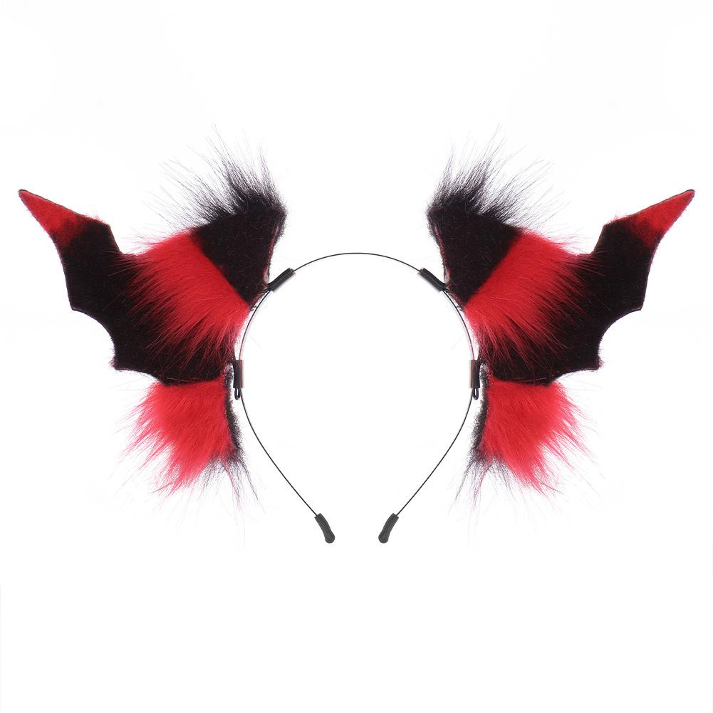 Halloween Dark Headdress Comic Convention Demon Horns Cosplay Props Bat Beast Ears Multi-Color Plush Unisex Headband Performance