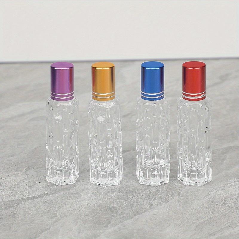 4 piezas Botella Roll-On de Aceite Esencial de 10 ml Recargable Botella de Perfume Botella Roll-On de Vidrio para Aceite Esencial Contenedor de Cosméticos