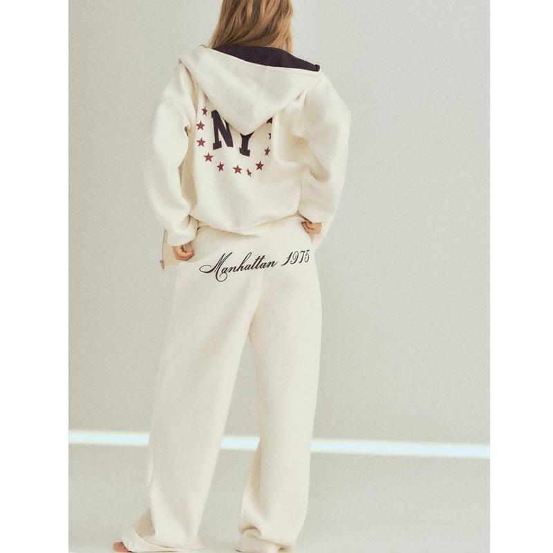 Fall and Winter New Women's Clothing Flannel Pants 5644247 Printing Preppy Style Hooded Sweatshirt Short Coat 5644246